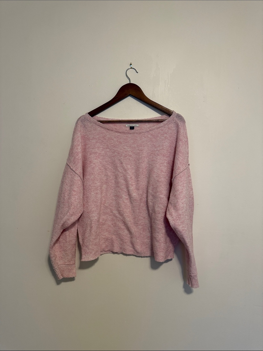 American Eagle Outfitters Light Pink Oversized Soft Cozy Crewneck Sweater